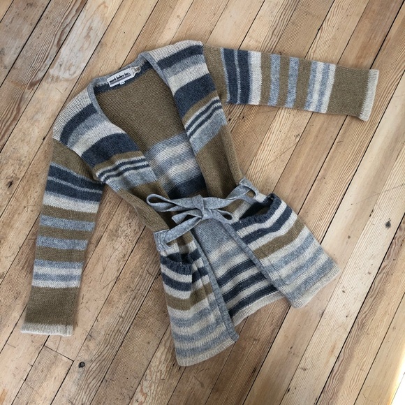 Vintage belted 100% wool cardigan 3/4 sleeves - Picture 7 of 8